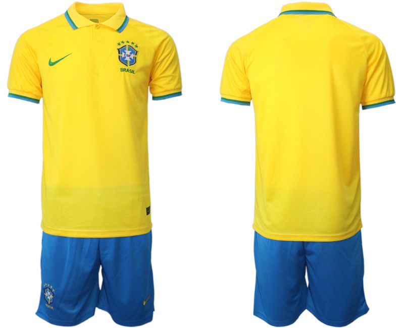 Cheap Men 2022 World Cup National Team Brazil home yellow blank Soccer Jersey